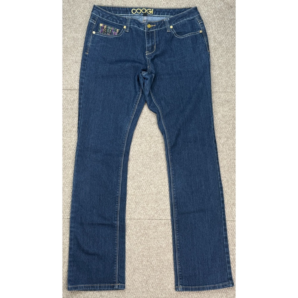 Coogi Womens 5 Pocket Beaded Design Pockets Denim Jeans Size 9/10